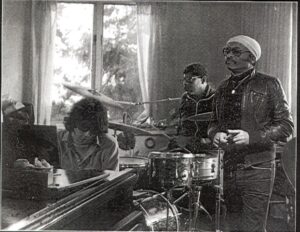Jamming with Sonny Murray on drums and Jimmy Lyons (not pictured), with Cecil Taylor looking over his shoulder, Woodstock, NY 1980