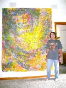 With his painting 